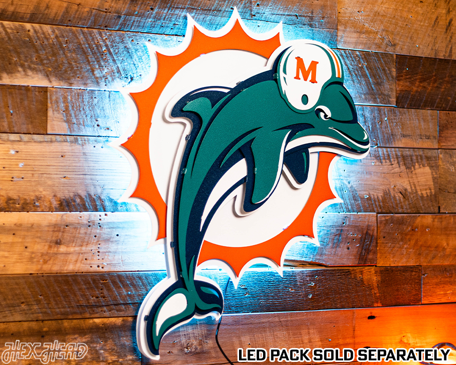 Miami Dolphins Throwback "1997" 3D Vintage Metal Wall Art