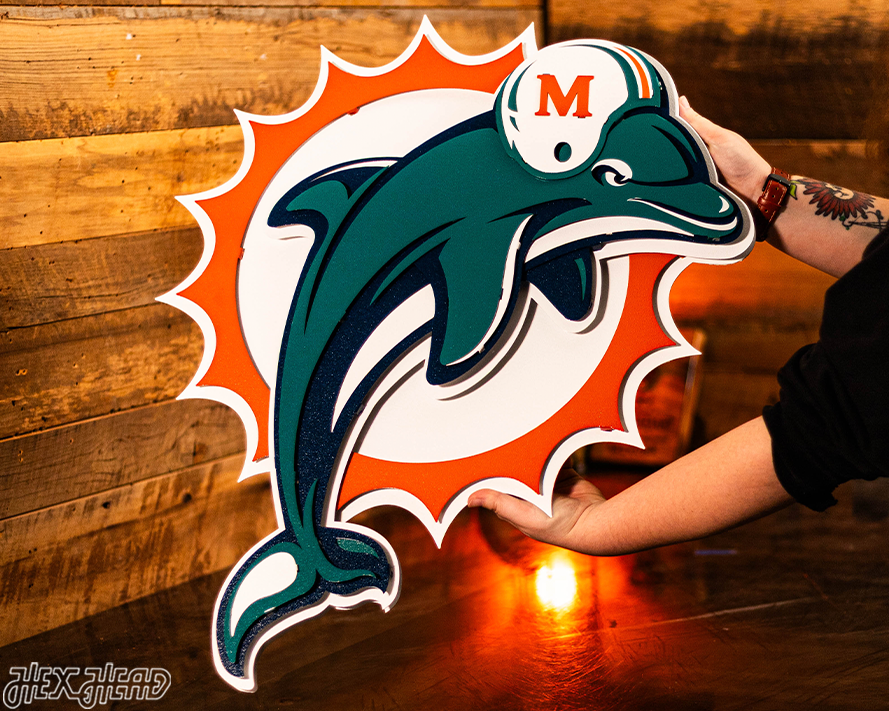 Miami Dolphins Throwback "1997" 3D Vintage Metal Wall Art