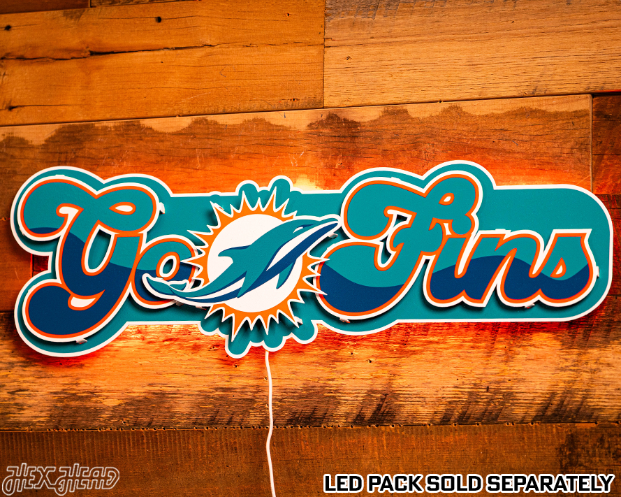 Miami Dolphins "Go Fins" Wordmark 3D Metal Wall Art