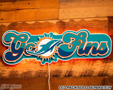 Miami Dolphins "Go Fins" Wordmark 3D Metal Wall Art