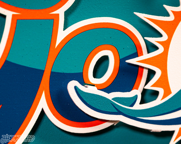 Miami Dolphins "Go Fins" Wordmark 3D Metal Wall Art