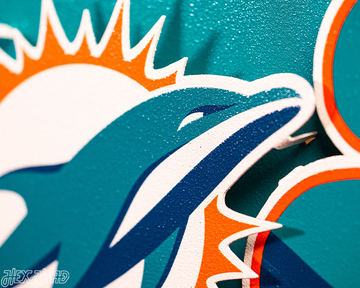 Miami Dolphins "Go Fins" Wordmark 3D Metal Wall Art