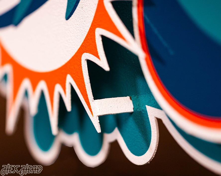 Miami Dolphins "Go Fins" Wordmark 3D Metal Wall Art