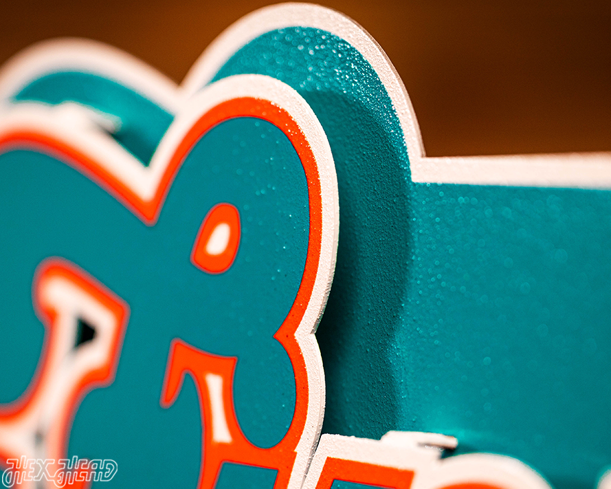 Miami Dolphins "Go Fins" Wordmark 3D Metal Wall Art