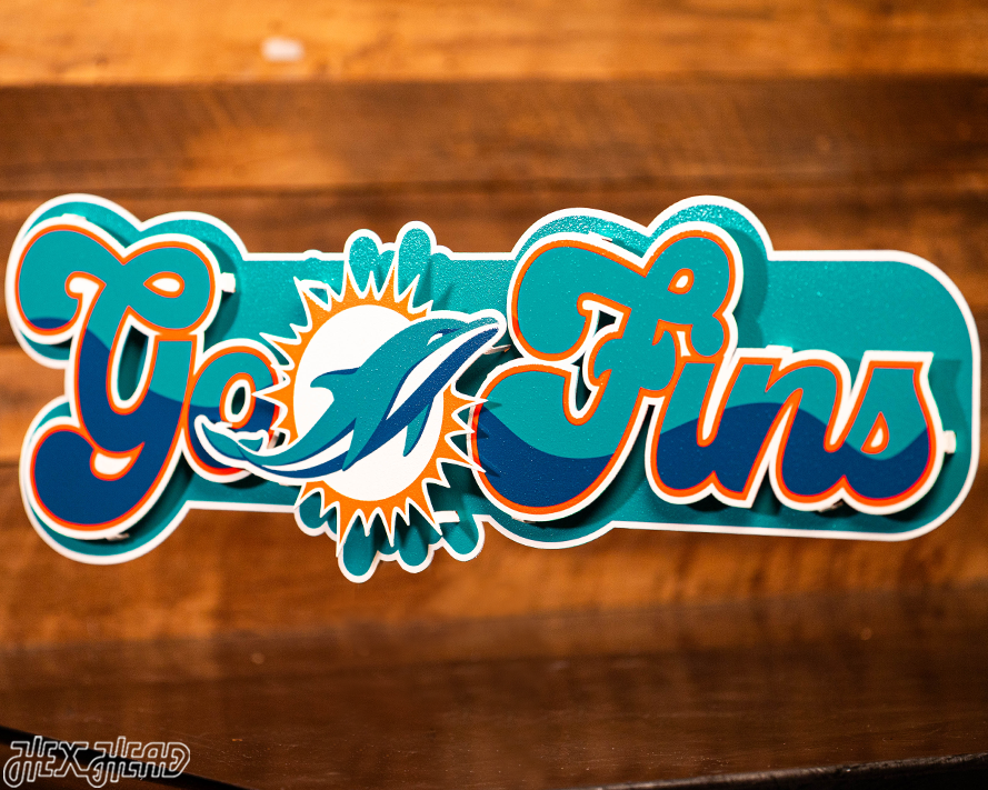 Miami Dolphins "Go Fins" Wordmark 3D Metal Wall Art
