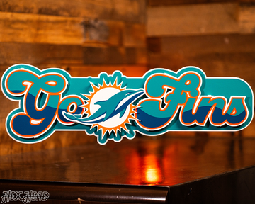 Miami Dolphins "Go Fins" Wordmark 3D Metal Wall Art