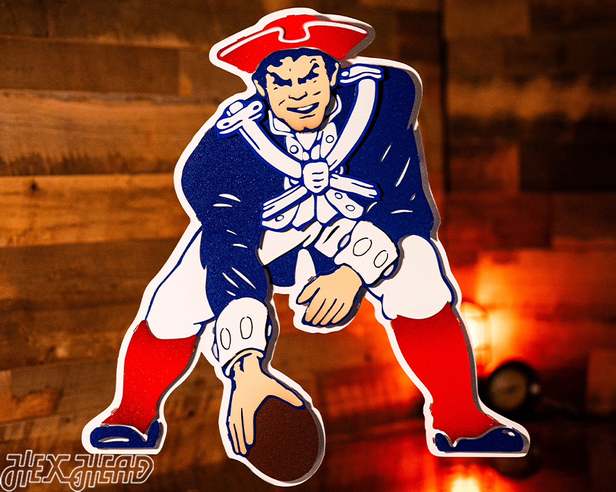 New England Patriots Throwback "1961 Pat Patriot" 3D Vintage Metal Wall Art