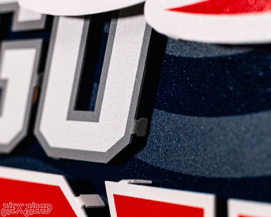 New England Patriots - Hex Head EXCLUSIVE "Go Pats" Wordmark 3D Metal Wall Art