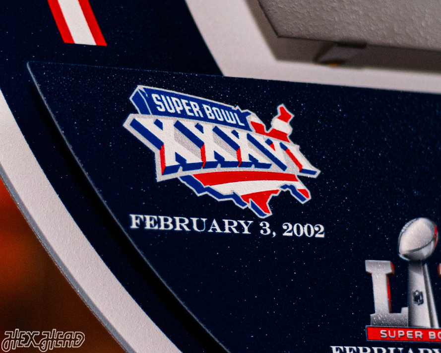 New England Patriots DYNASTY - Super Bowl Wins w/ Replaceable Icon Plate 3D Vintage Metal Wall Art