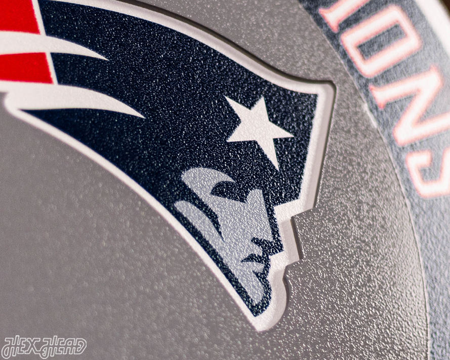 New England Patriots DYNASTY - Super Bowl Wins w/ Replaceable Icon Plate 3D Vintage Metal Wall Art