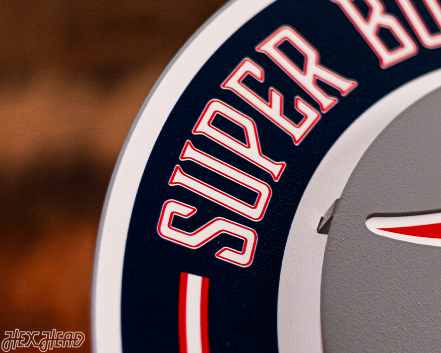 New England Patriots DYNASTY - Super Bowl Wins w/ Replaceable Icon Plate 3D Vintage Metal Wall Art