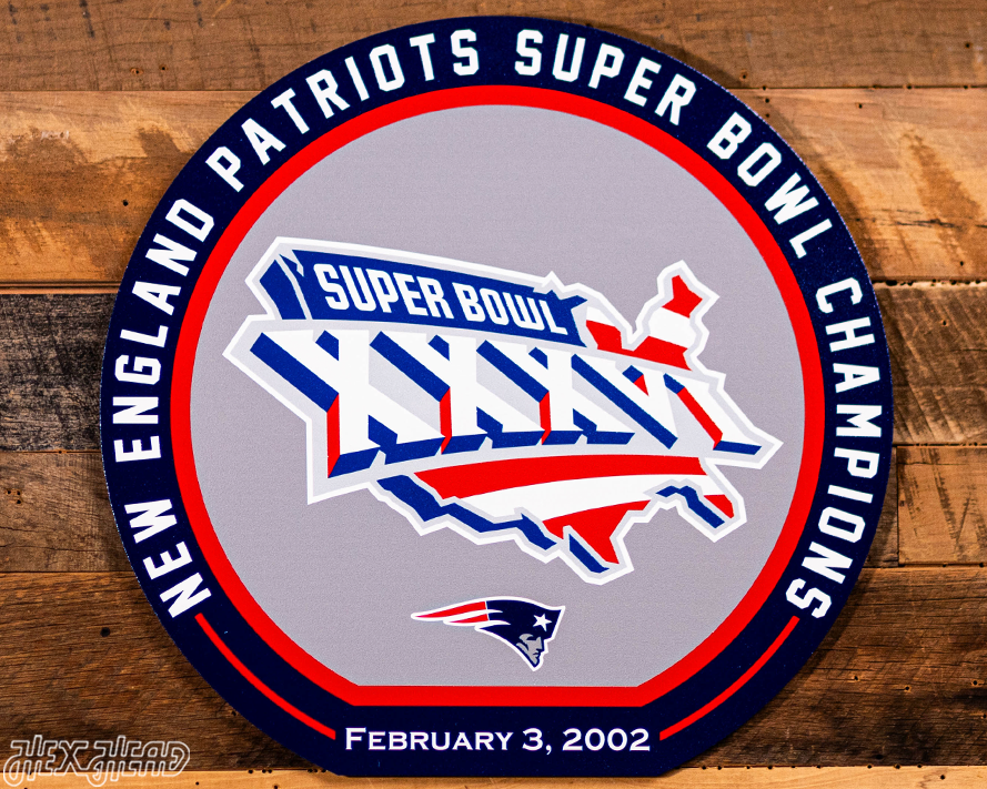 VARSITY Collection- Single Layer New England Patriots Super Bowl XXXVI Metal Wall Art