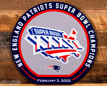 VARSITY Collection- Single Layer New England Patriots Super Bowl XXXVI Metal Wall Art