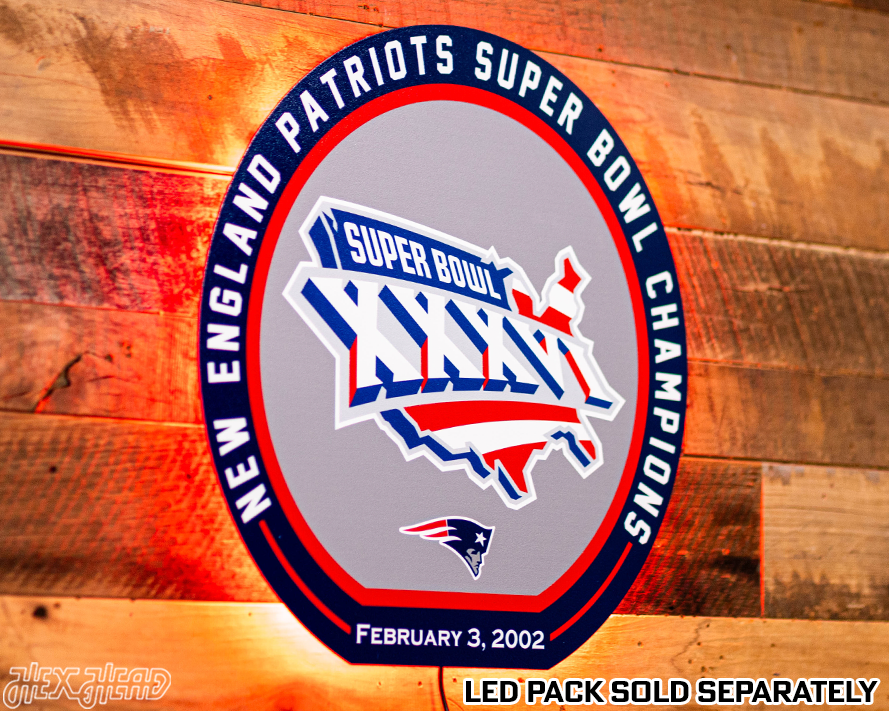 VARSITY Collection- Single Layer New England Patriots Super Bowl XXXVI Metal Wall Art