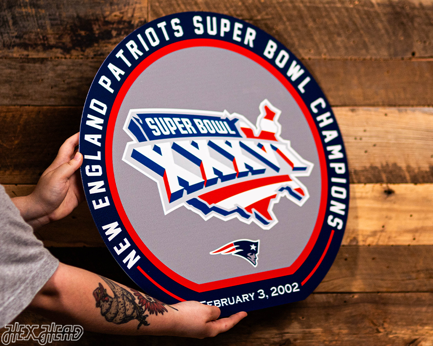 VARSITY Collection- Single Layer New England Patriots Super Bowl XXXVI Metal Wall Art