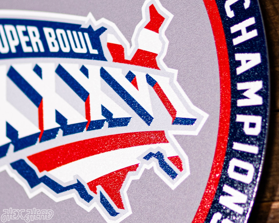 VARSITY Collection- Single Layer New England Patriots Super Bowl XXXVI Metal Wall Art