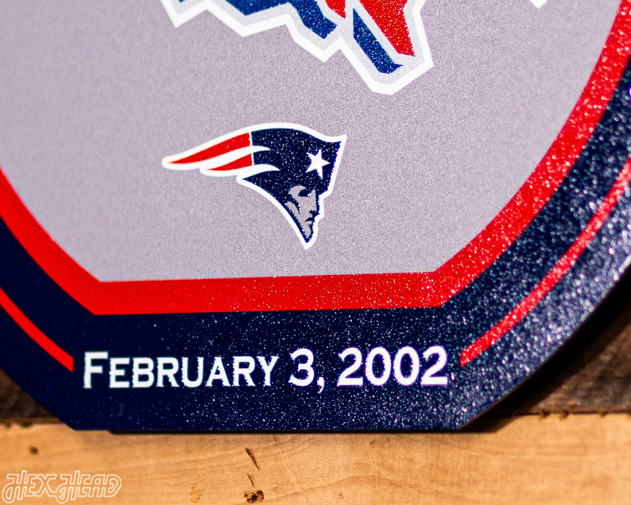 VARSITY Collection- Single Layer New England Patriots Super Bowl XXXVI Metal Wall Art