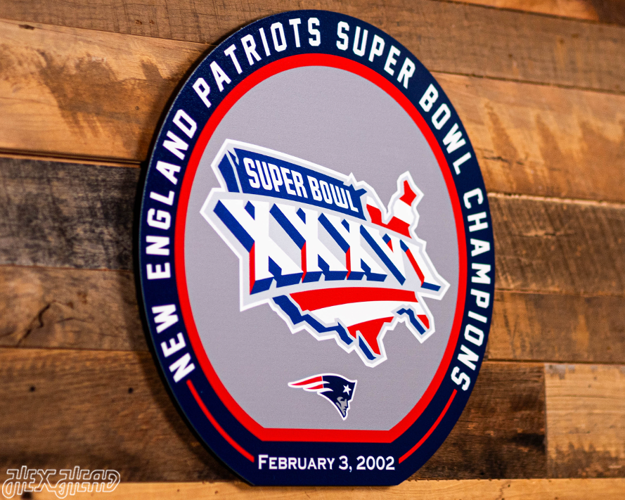VARSITY Collection- Single Layer New England Patriots Super Bowl XXXVI Metal Wall Art