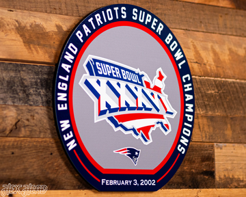VARSITY Collection- Single Layer New England Patriots Super Bowl XXXVI Metal Wall Art