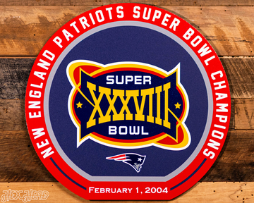 VARSITY Collection- Single Layer New England Patriots Super Bowl XXXVIII Metal Wall Art
