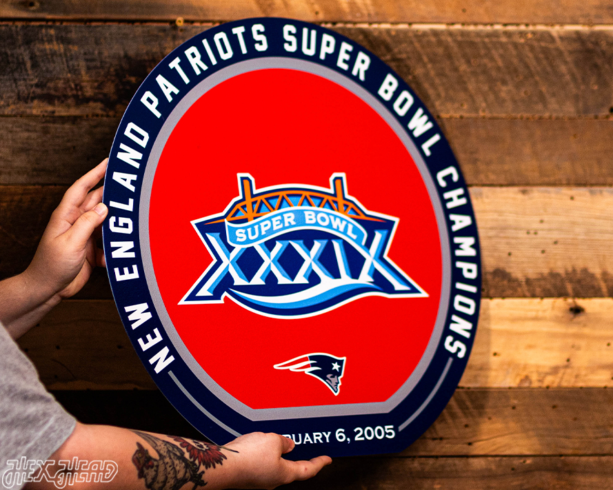 VARSITY Collection- Single Layer New England Patriots Super Bowl XXXIX Metal Wall Art