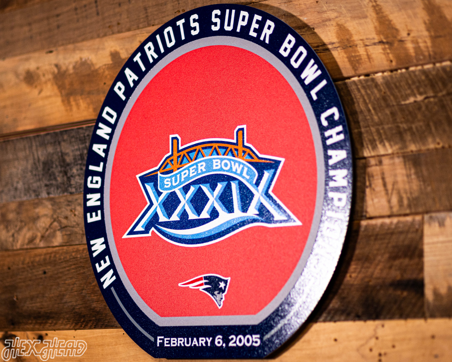 VARSITY Collection- Single Layer New England Patriots Super Bowl XXXIX Metal Wall Art