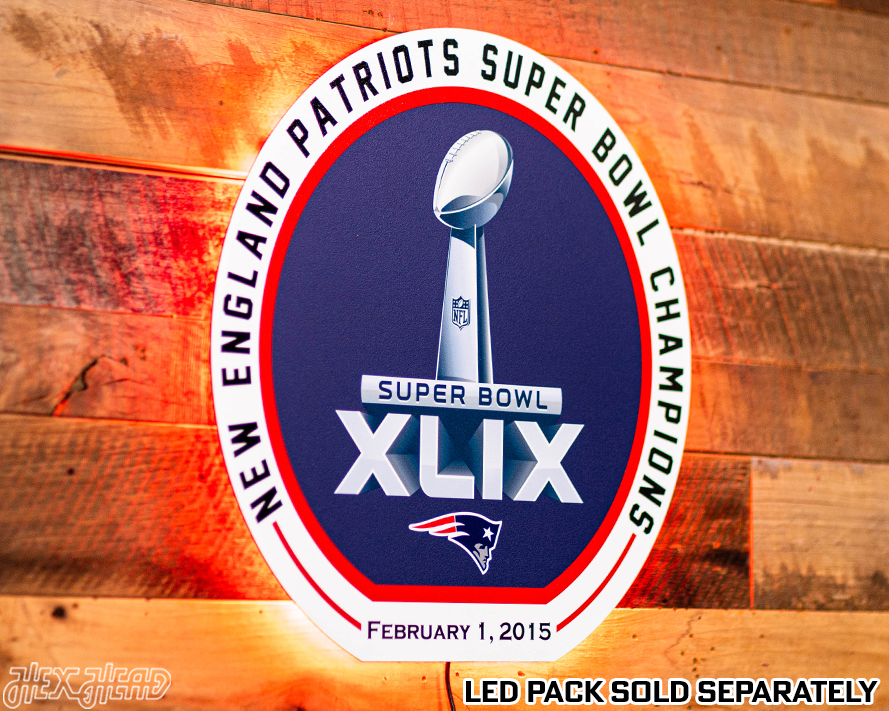 VARSITY Collection- Single Layer New England Patriots Super Bowl XLIX Metal Wall Art
