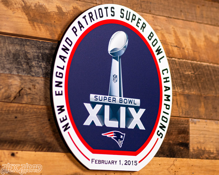 VARSITY Collection- Single Layer New England Patriots Super Bowl XLIX Metal Wall Art