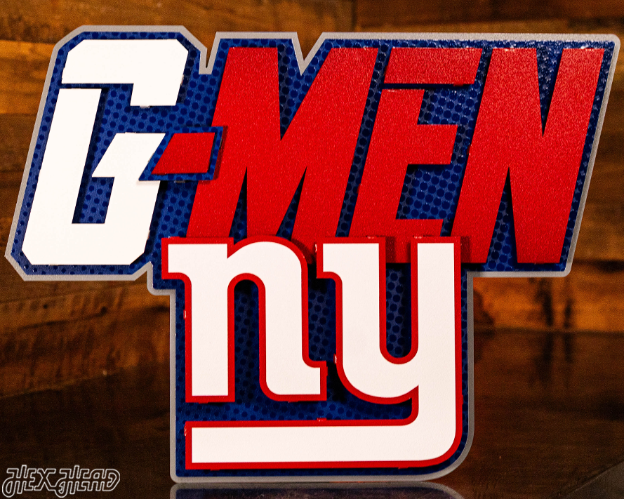 New York Giants - Hex Head EXCLUSIVE "G-Men" Wordmark 3D Metal Wall Art