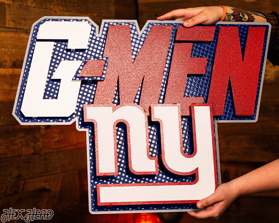 New York Giants - Hex Head EXCLUSIVE "G-Men" Wordmark 3D Metal Wall Art
