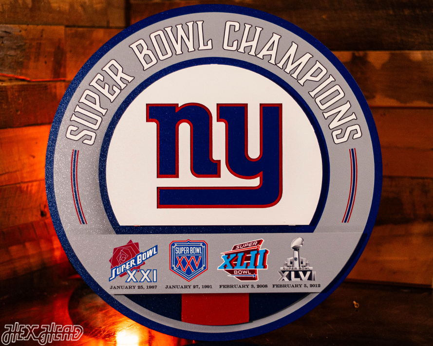 New York Giants DYNASTY - Super Bowl Wins w/ Replaceable Icon Plate 3D Vintage Metal Wall Art