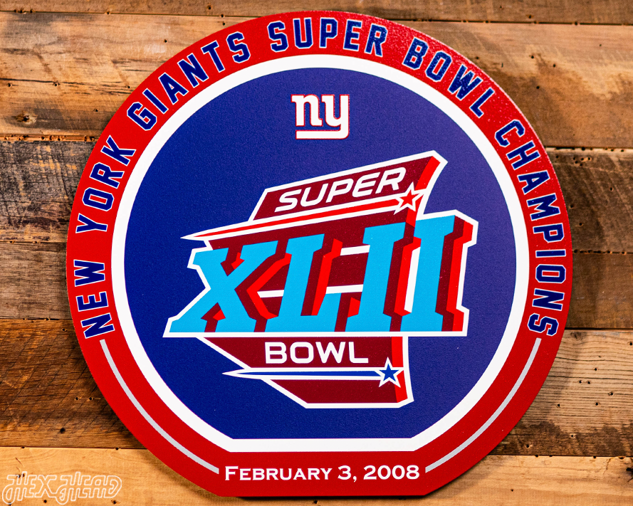 VARSITY Collection- Single Layer New York Giants Super Bowl XLII Metal Wall Art