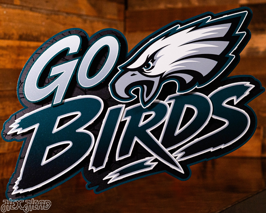 Philadelphia Eagles - Hex Head EXCLUSIVE "Go Birds" Wordmark 3D Metal Wall Art
