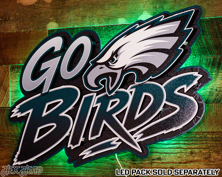 Philadelphia Eagles - Hex Head EXCLUSIVE "Go Birds" Wordmark 3D Metal Wall Art