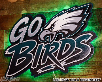 Philadelphia Eagles - Hex Head EXCLUSIVE "Go Birds" Wordmark 3D Metal Wall Art