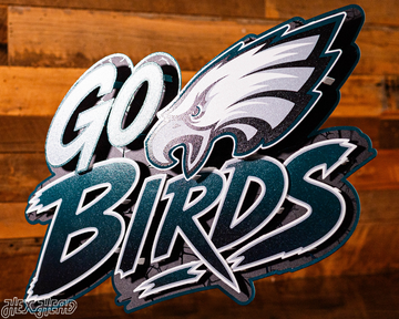 Philadelphia Eagles - Hex Head EXCLUSIVE "Go Birds" Wordmark 3D Metal Wall Art