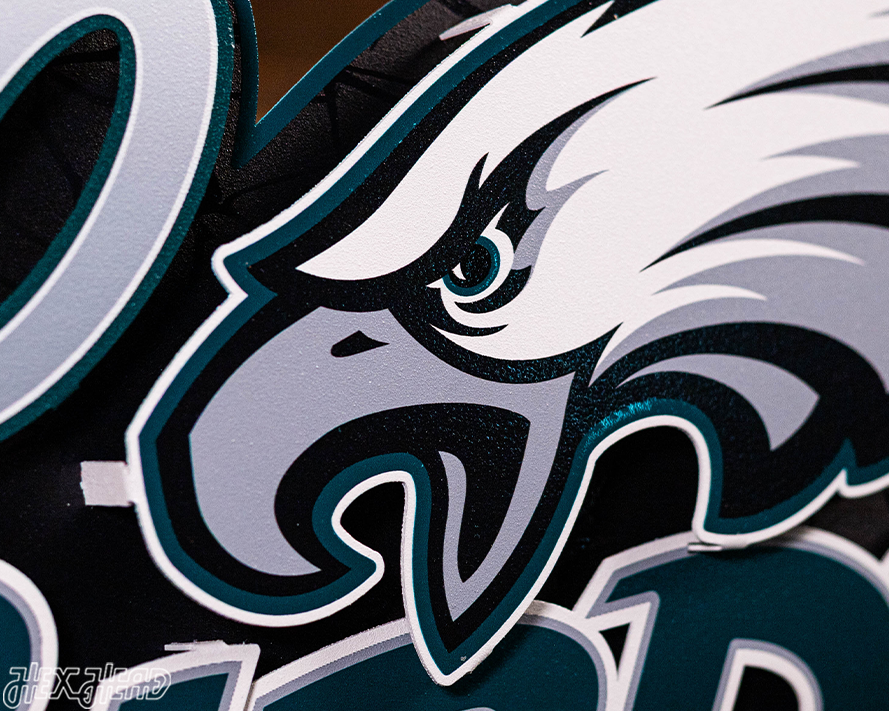 Philadelphia Eagles - Hex Head EXCLUSIVE "Go Birds" Wordmark 3D Metal Wall Art
