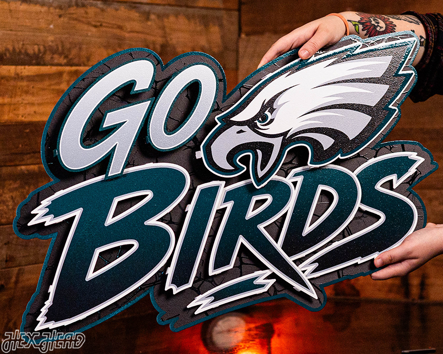 Philadelphia Eagles - Hex Head EXCLUSIVE "Go Birds" Wordmark 3D Metal Wall Art