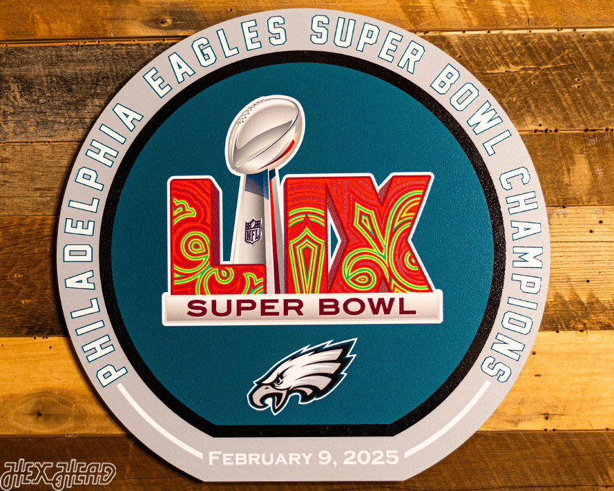 VARSITY Collection - SINGLE Layer Philadelphia Eagles Super Bowl LIX CHAMPIONS Wall Art