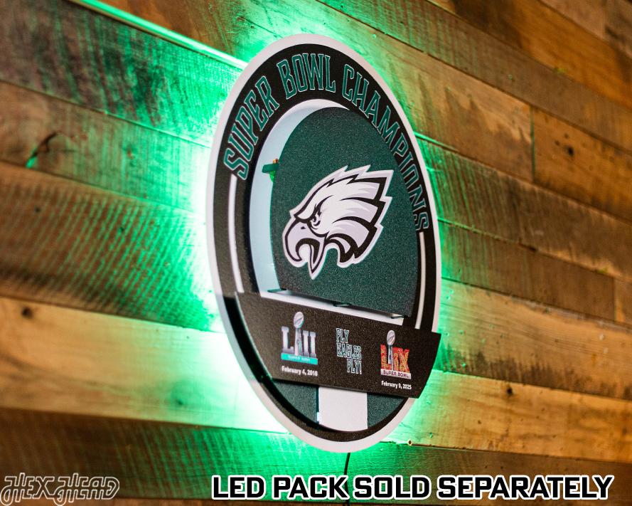 Philadelphia Eagles DYNASTY - Super Bowl Wins w/ Replaceable Icon Plate 3D Vintage Metal Wall Art