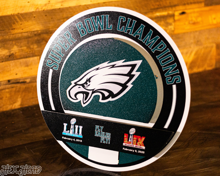 Philadelphia Eagles DYNASTY - Super Bowl Wins w/ Replaceable Icon Plate 3D Vintage Metal Wall Art