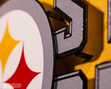 Pittsburgh Steelers - Hex Head EXCLUSIVE "Steel Curtain" Wordmark 3D Metal Wall Art