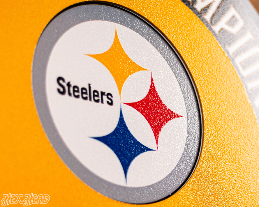 Pittsburgh Steelers DYNASTY - Super Bowl Wins w/ Replaceable Icon Plate 3D Vintage Metal Wall Art