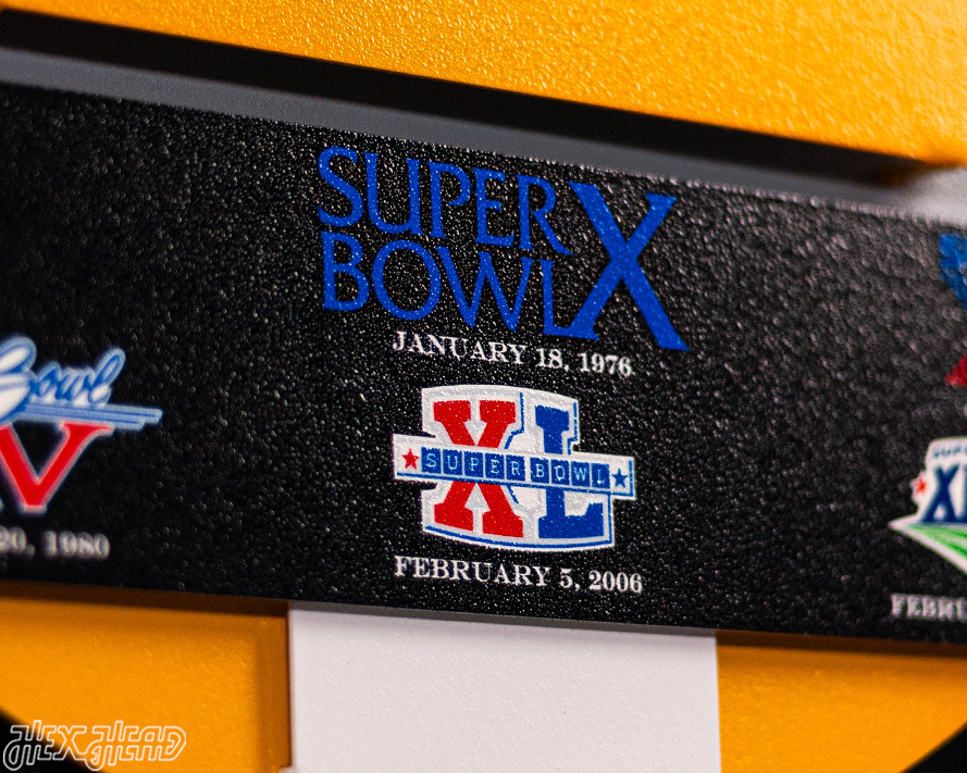 Pittsburgh Steelers DYNASTY - Super Bowl Wins w/ Replaceable Icon Plate 3D Vintage Metal Wall Art