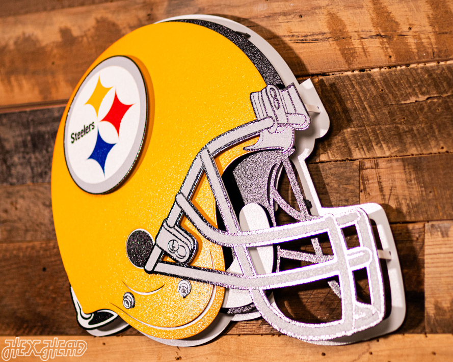 BLITZ Collection - 8 Layer Pittsburgh Steelers Alternate Helmet 3D Vintage Metal Wall Art