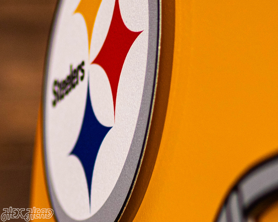 Pittsburgh Steelers BLITZ Collection - 8 Layer Alternate Helmet 3D Vintage Metal Wall Art