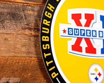 VARSITY Collection- Single Layer Pittsburgh Steelers Super Bowl XL  Metal Wall Art