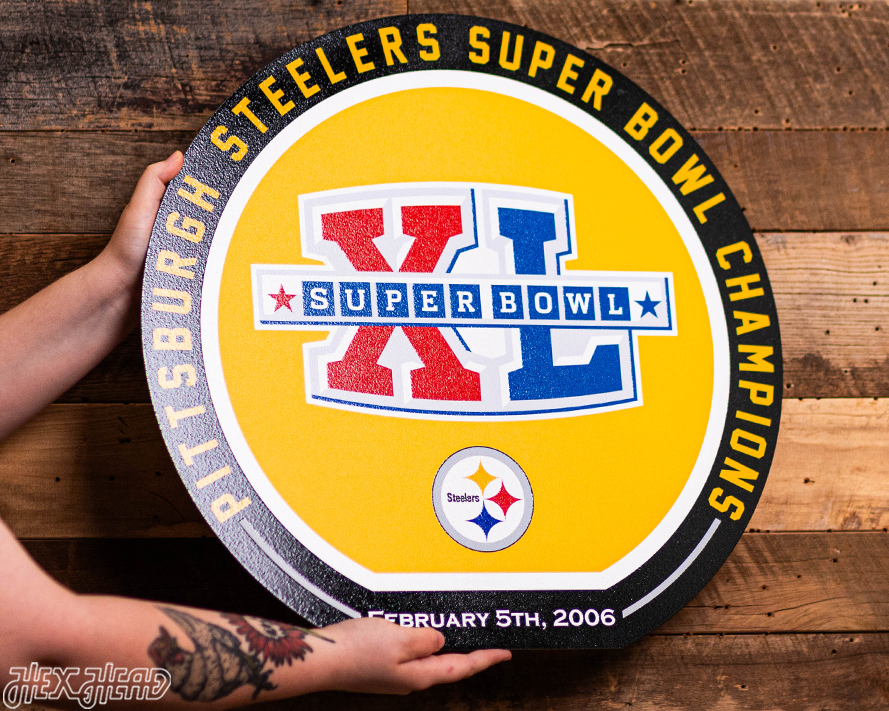 VARSITY Collection- Single Layer Pittsburgh Steelers Super Bowl XL  Metal Wall Art