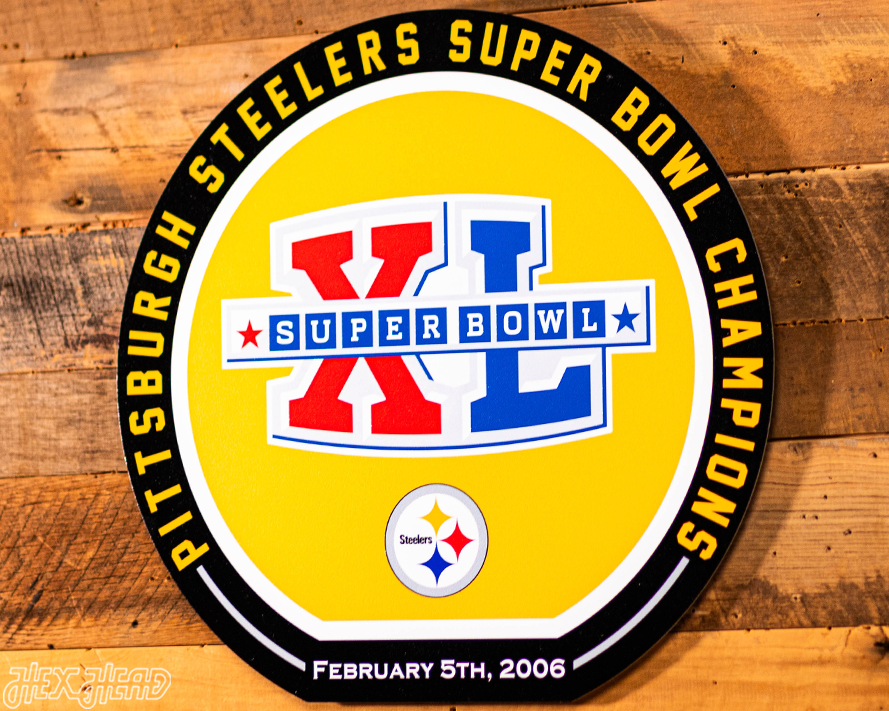 VARSITY Collection- Single Layer Pittsburgh Steelers Super Bowl XL  Metal Wall Art