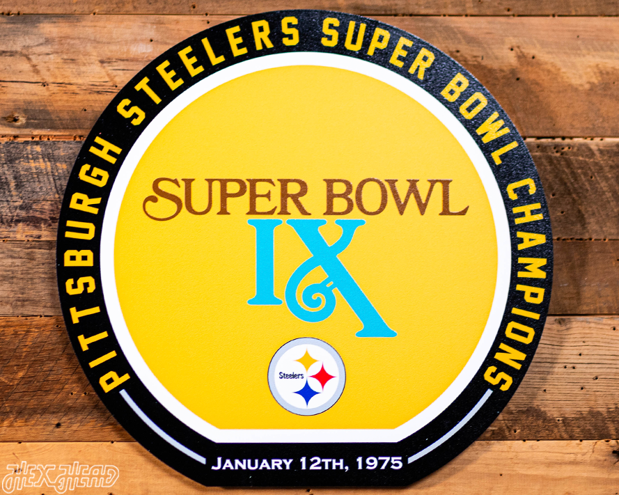 VARSITY Collection- Single Layer Pittsburgh Steelers Super Bowl IX  Metal Wall Art